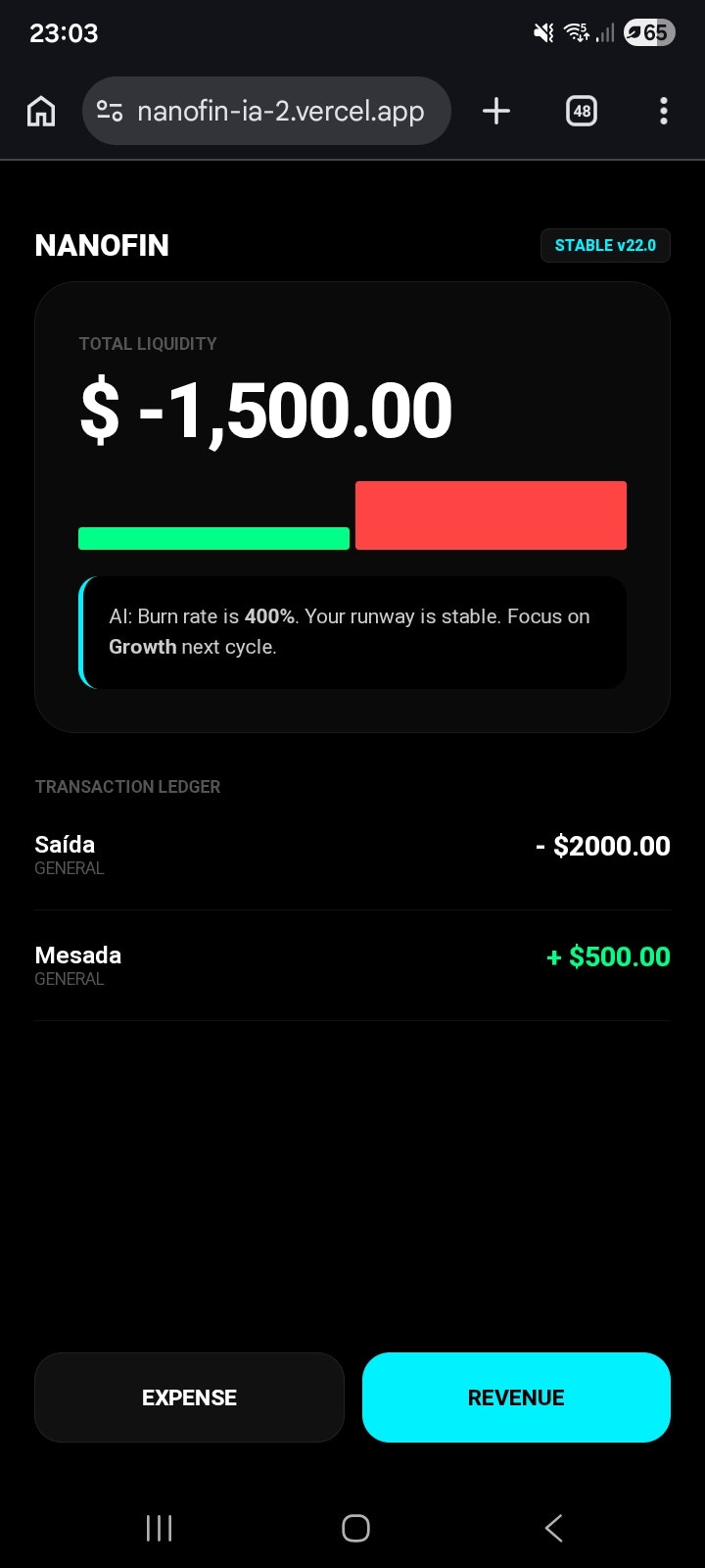 Nanofin  - Main product screenshot demonstrating key features and user interface