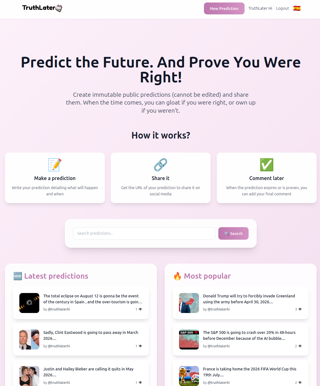 TruthLater - Screenshot 2 showing product features and functionality