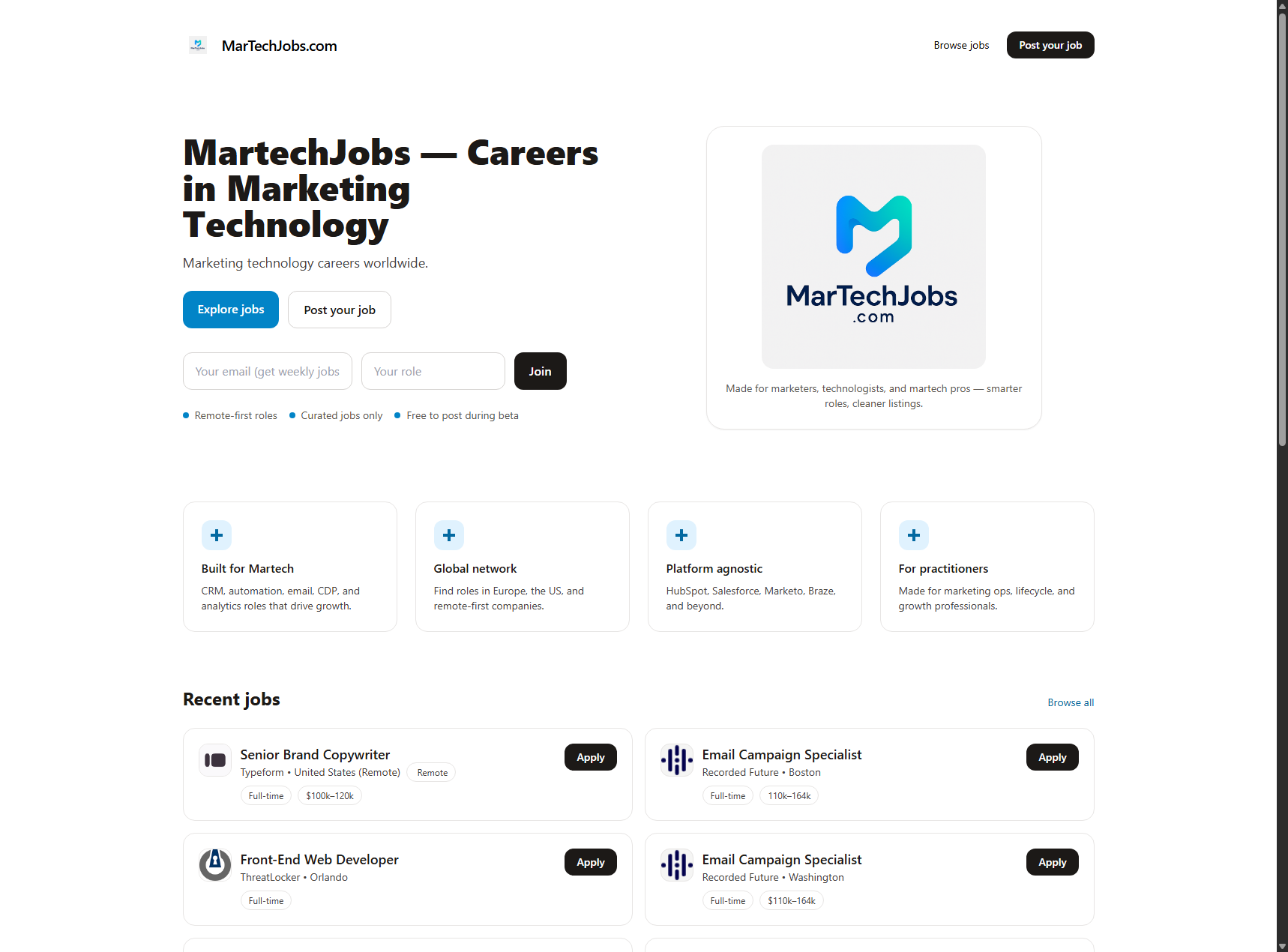 MarTechJobs.com - Screenshot 2 showing product features and functionality