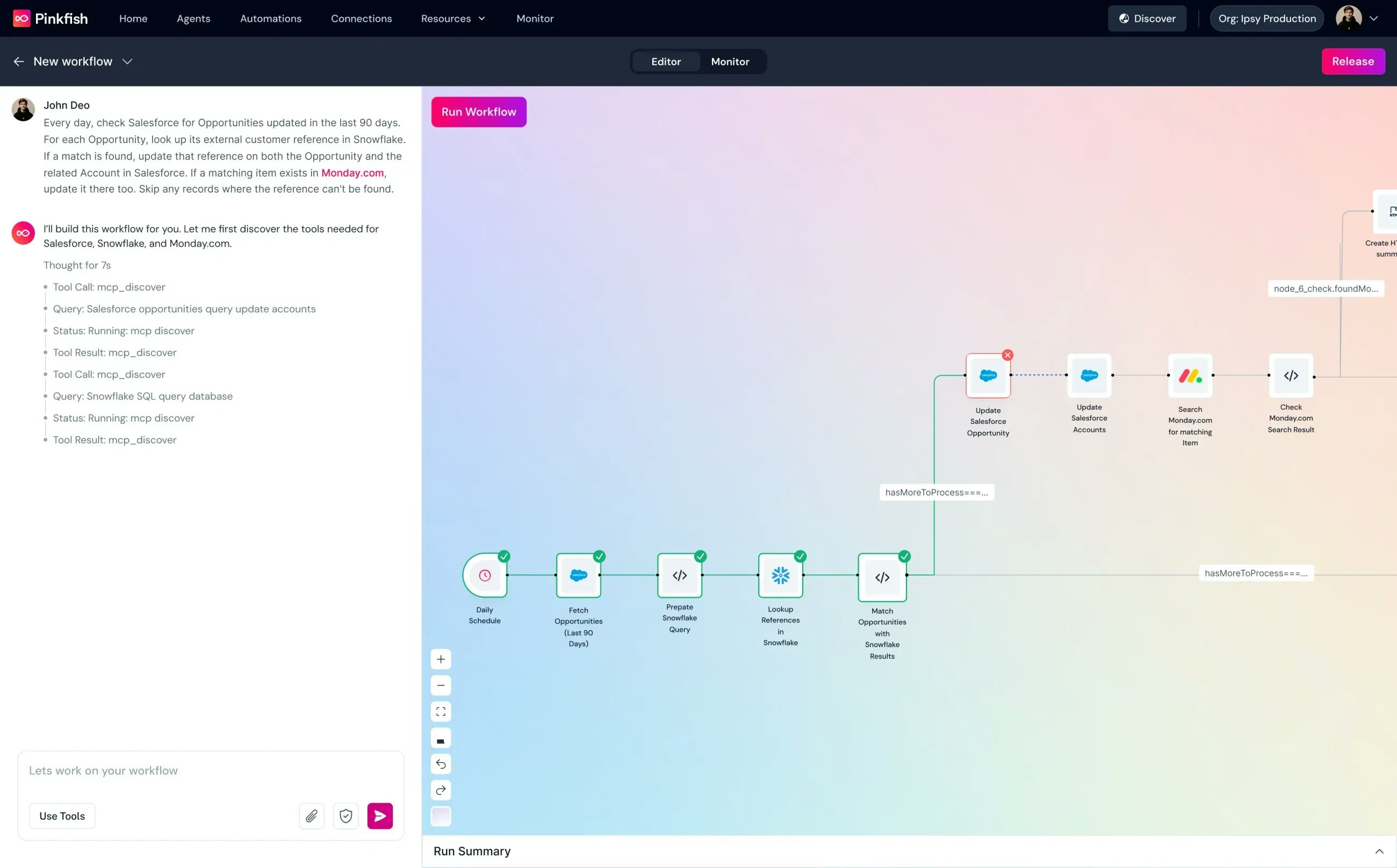 Agent to automatically build workflows - Screenshot 2 showing product features and functionality