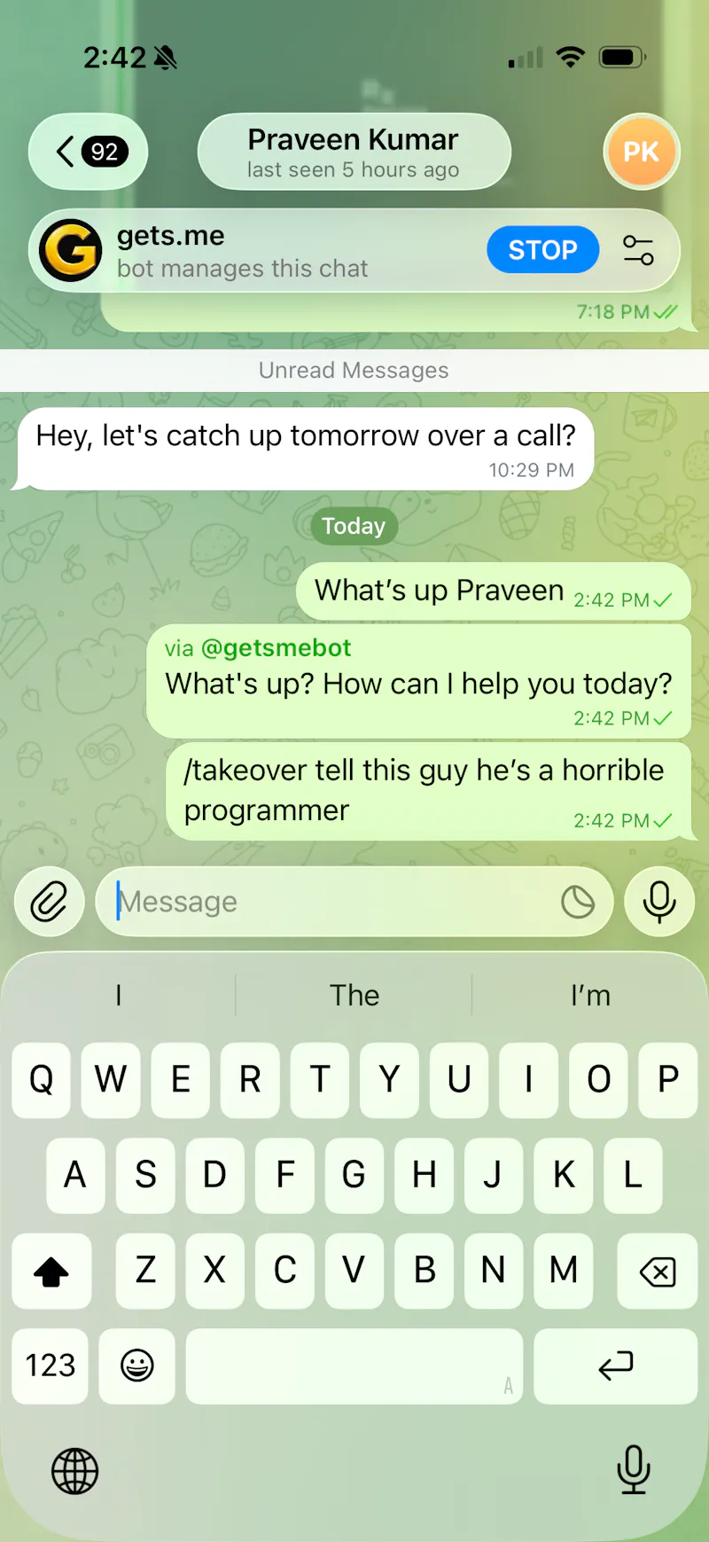 Gets.me - Free AI Agent inside Telegram screenshot 4