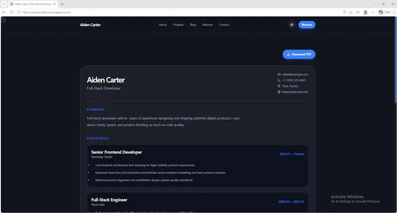 Premium Developer Portfolio Template screenshot 2