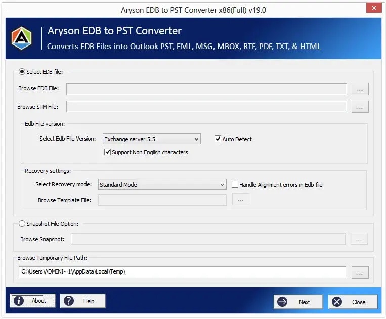 Aryson EDB'den PST Dönüştürücüsüne medya 1