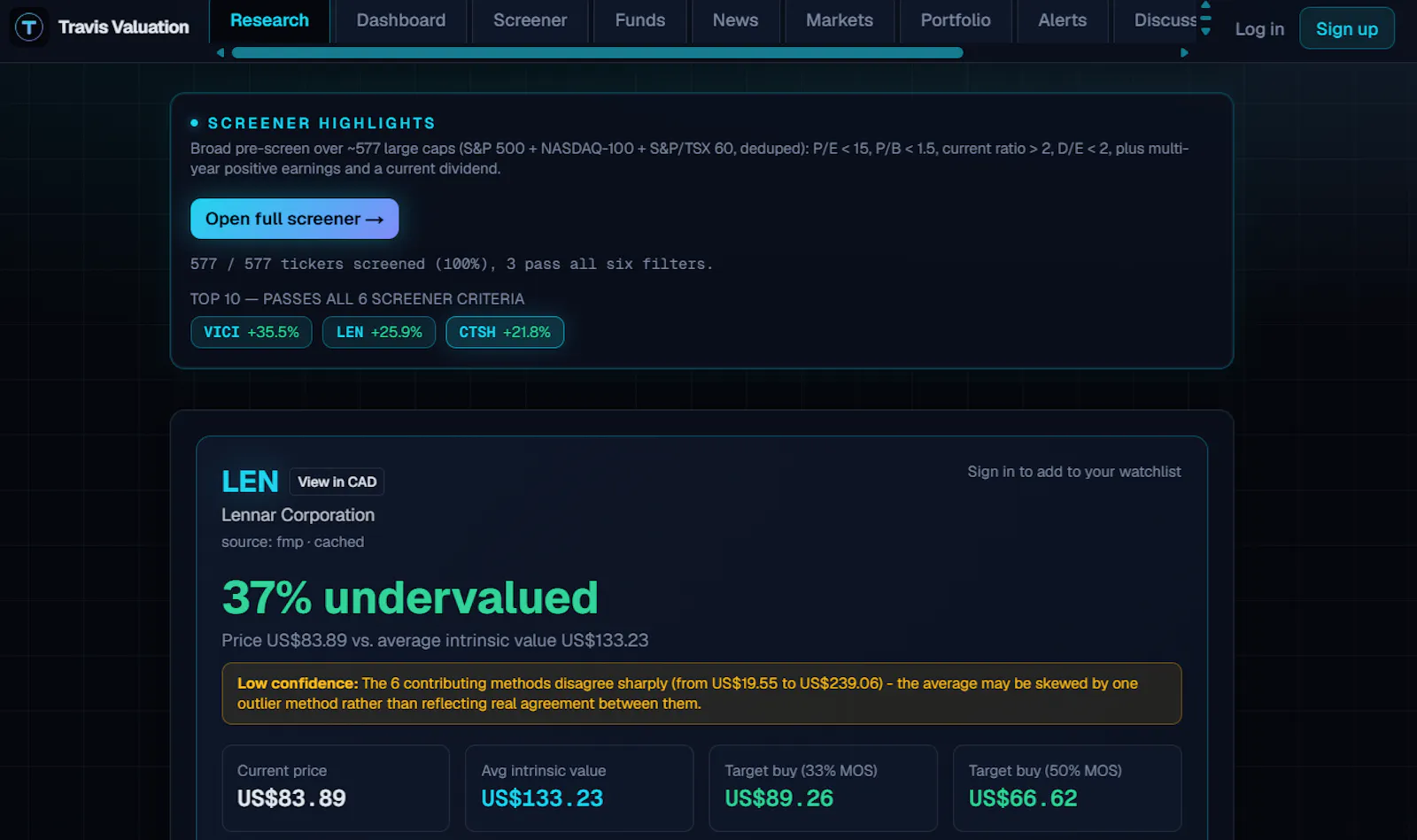 Travis Valuation screenshot 1