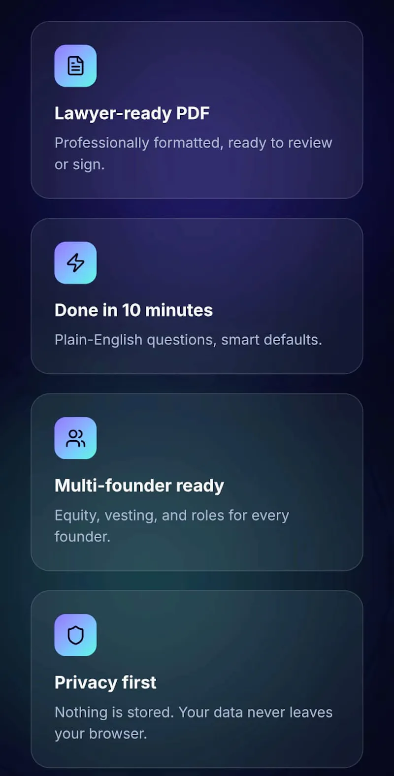 Startup Prenup Builder screenshot 4