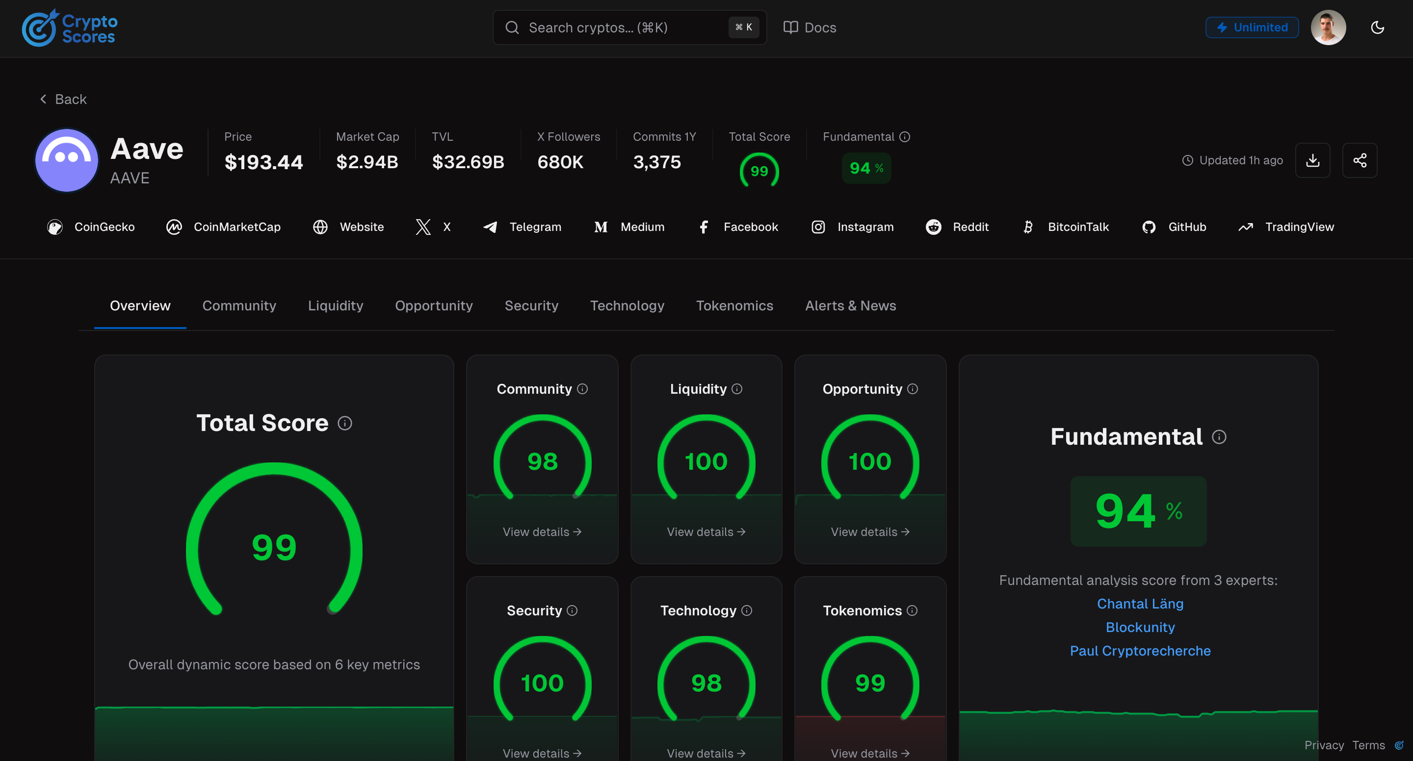 CryptoScores - Main product screenshot demonstrating key features and user interface
