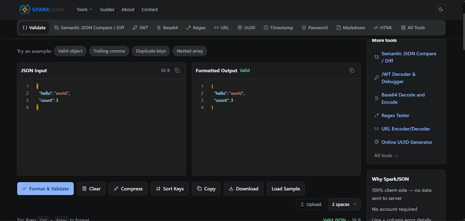 SparkJSON screenshot 2