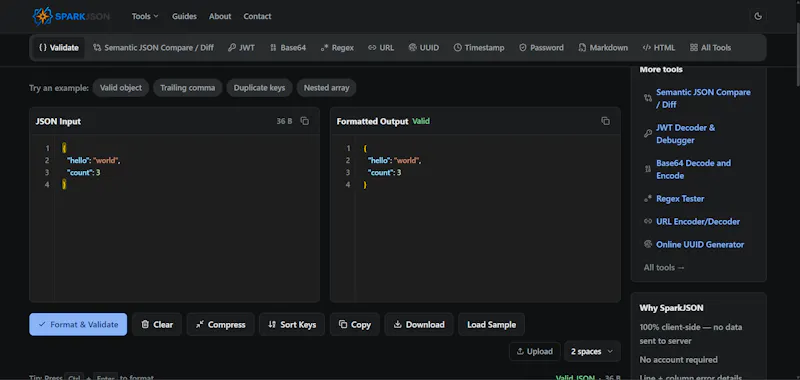 SparkJSON screenshot 2