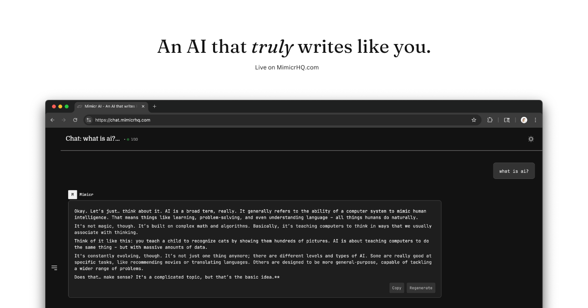 MIMICR AI - 당신처럼 쓰는 AI.항상.인간. 미디어 1