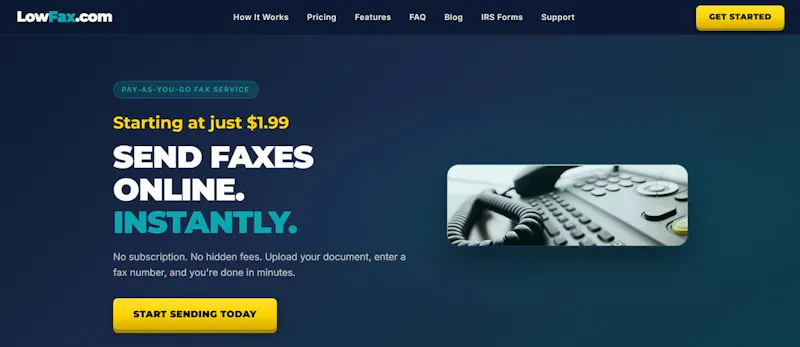 LowFax.com screenshot 2