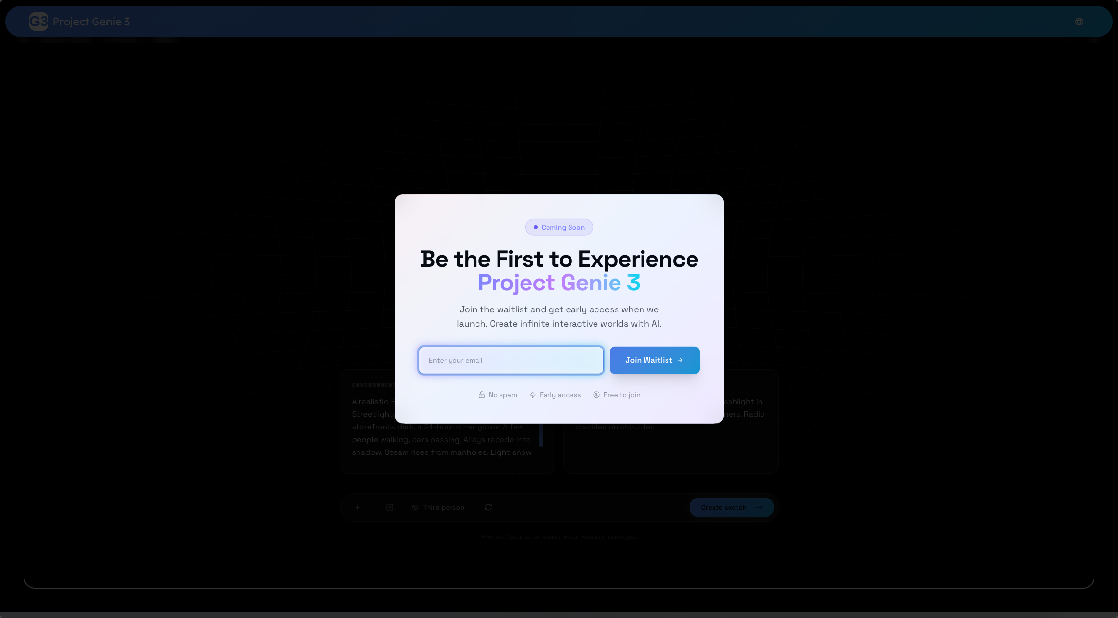 Project Genie 3 - Screenshot 2 showing product features and functionality