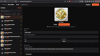 Menu Gen AI gallery image