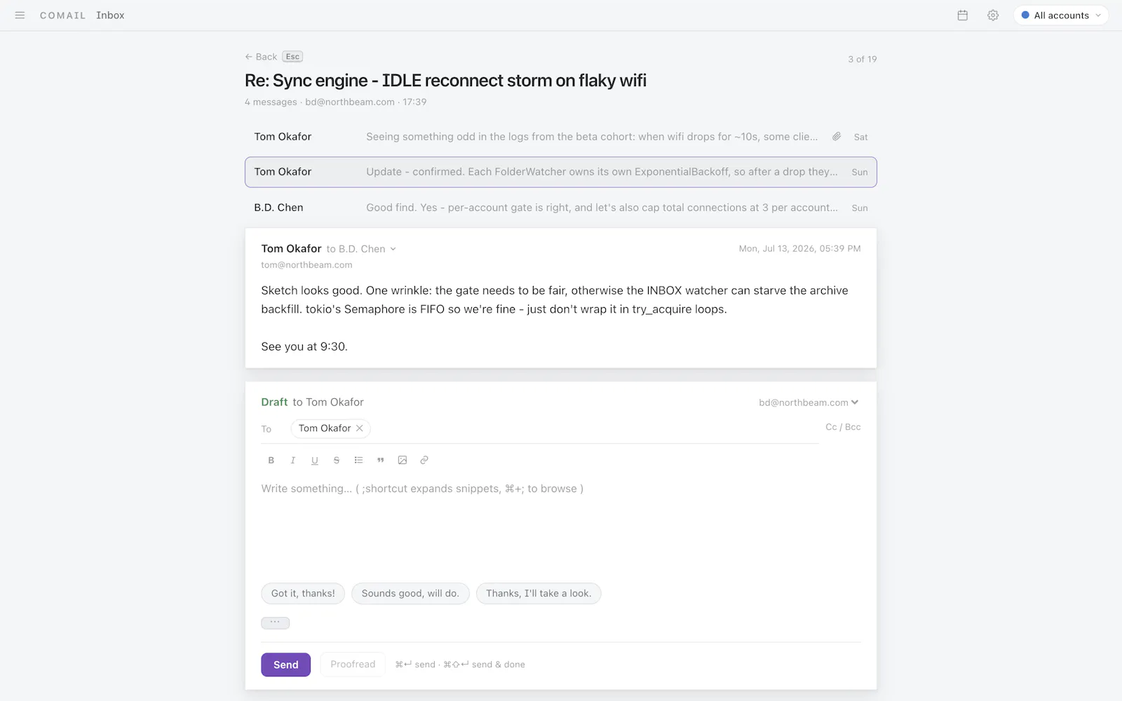 Comail screenshot 2