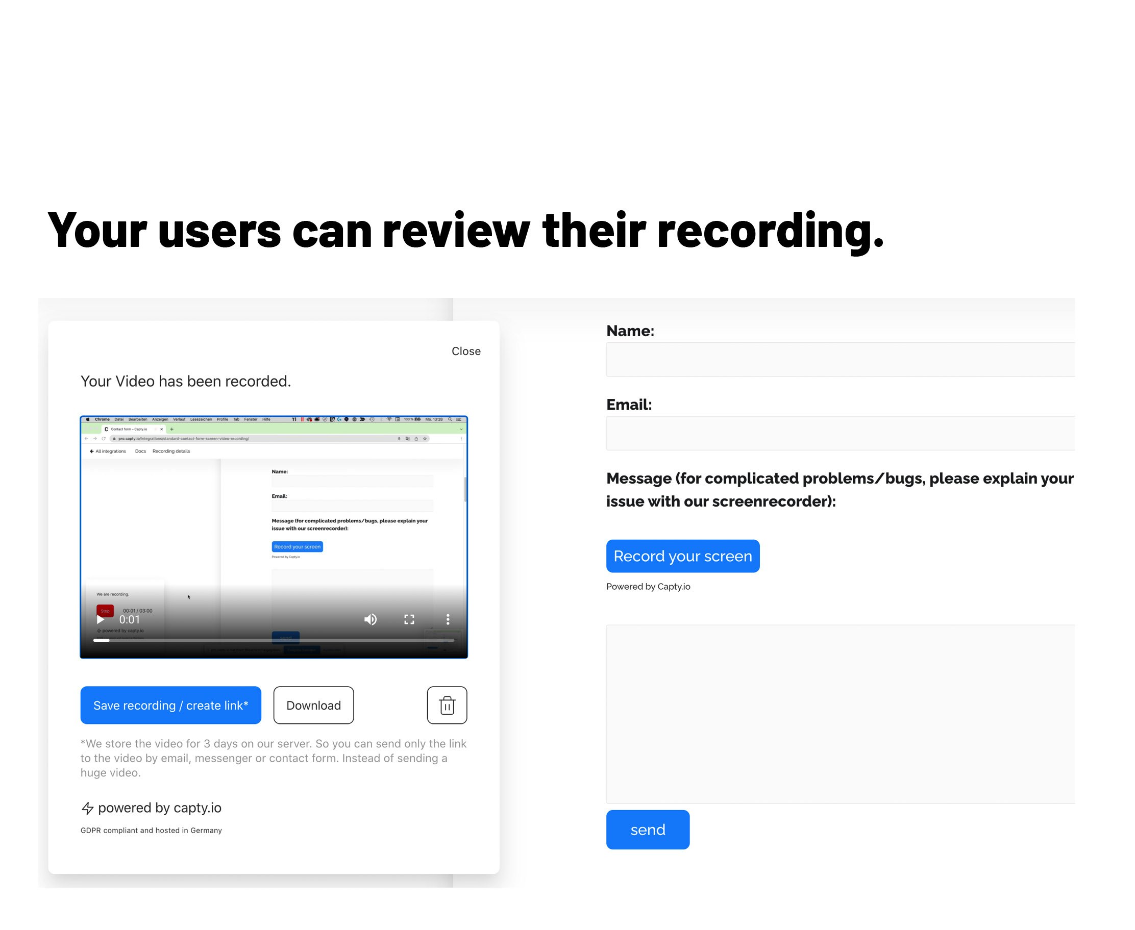 Capty.io | Screen recording integrations gallery image