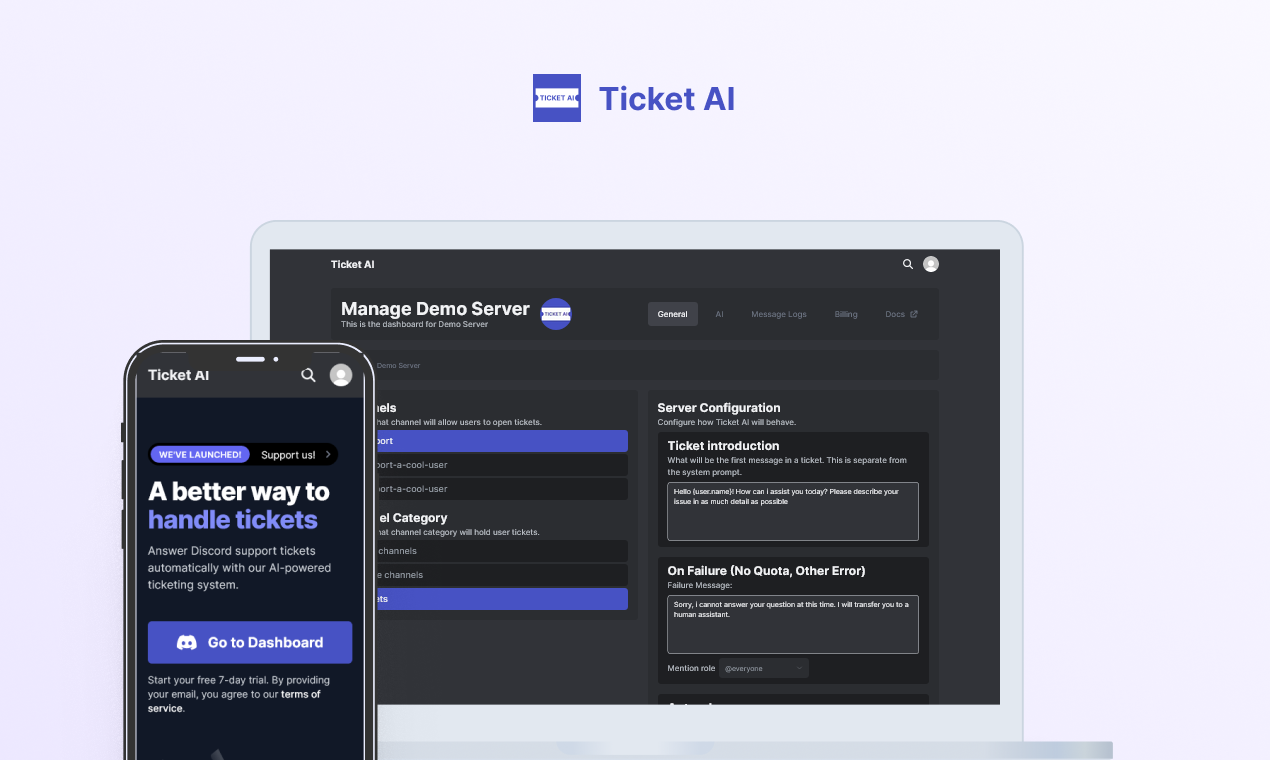 startuptile Ticket AI for Discord-Respond to support tickets with AI