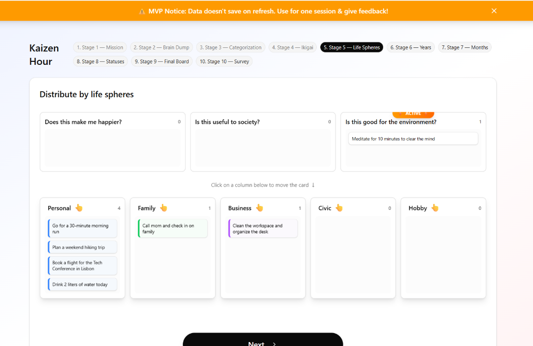Kaizen Planner - Screenshot 4 showing product features and functionality