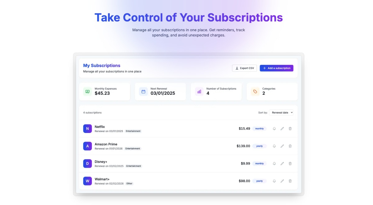 MySubspressionTracker - 구독을 쉽게 관리하십시오 미디어 1