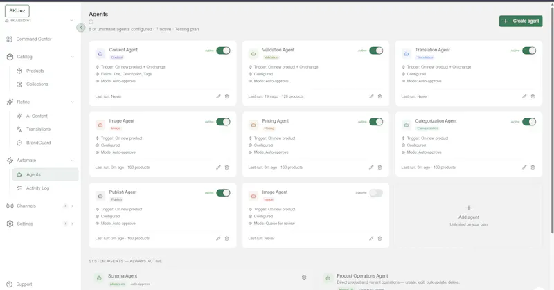 SKUuz Agentic Product Catalog Management screenshot 2