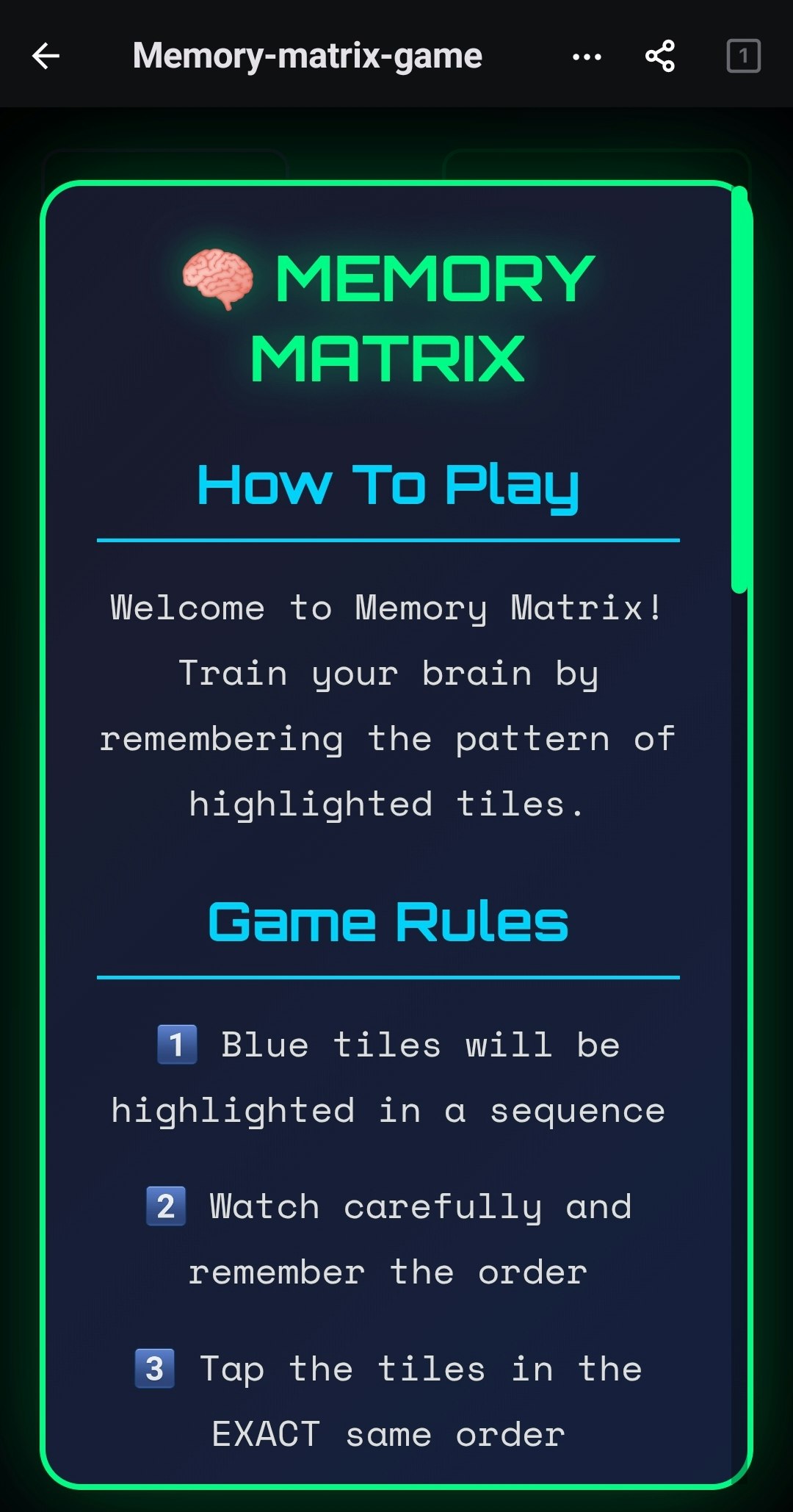 Memory-matrix-bot  - Screenshot 2 showing product features and functionality