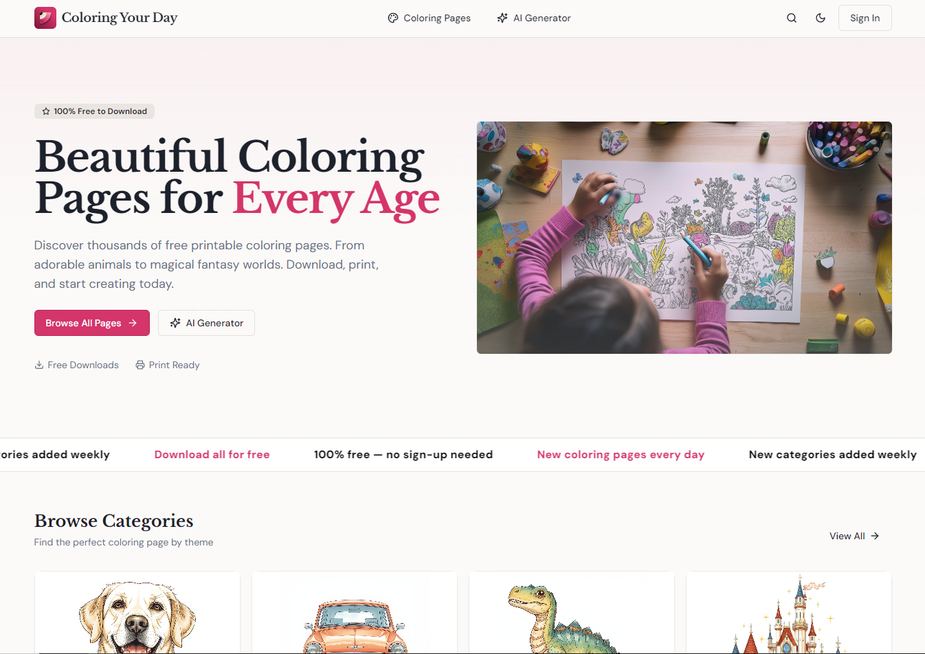 Coloring Your Day - Main product screenshot demonstrating key features and user interface