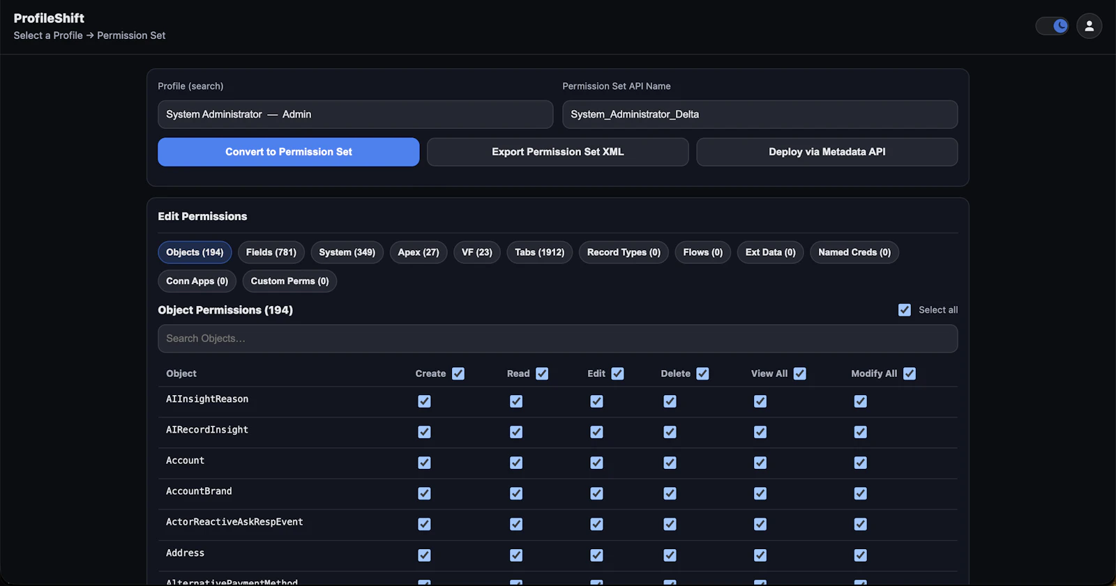 ProfileShift – Profile to Permission Set screenshot 5