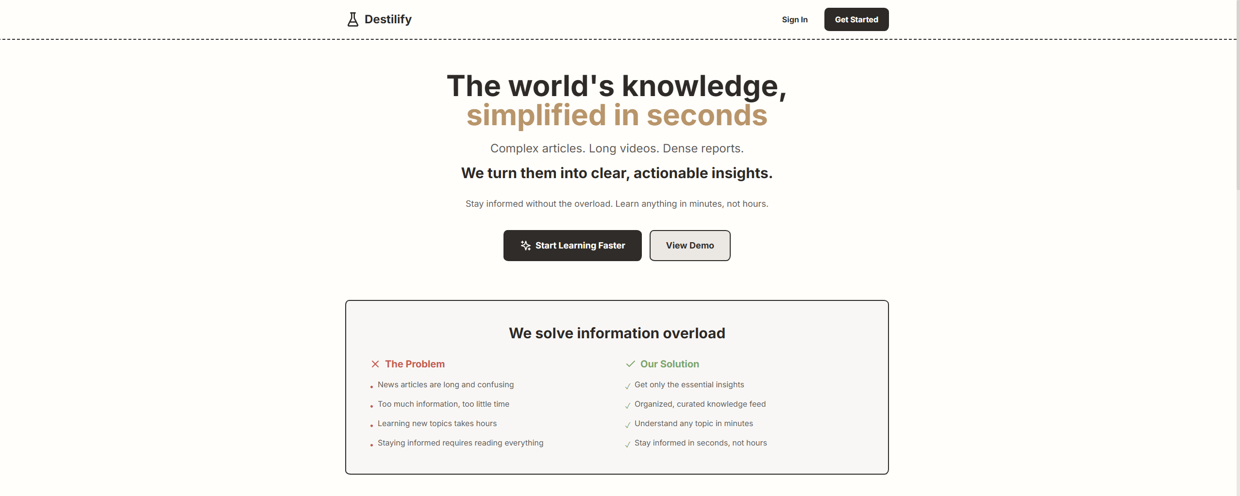 Destilify - Main screenshot showing features and interface
