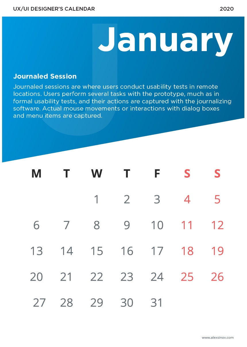 UX/UI Designer's 2020 Calendar gallery image
