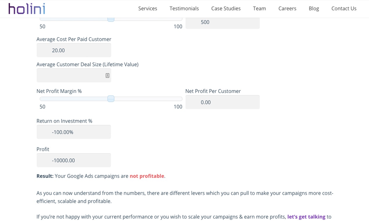 Google Ads Profit Calculator gallery image