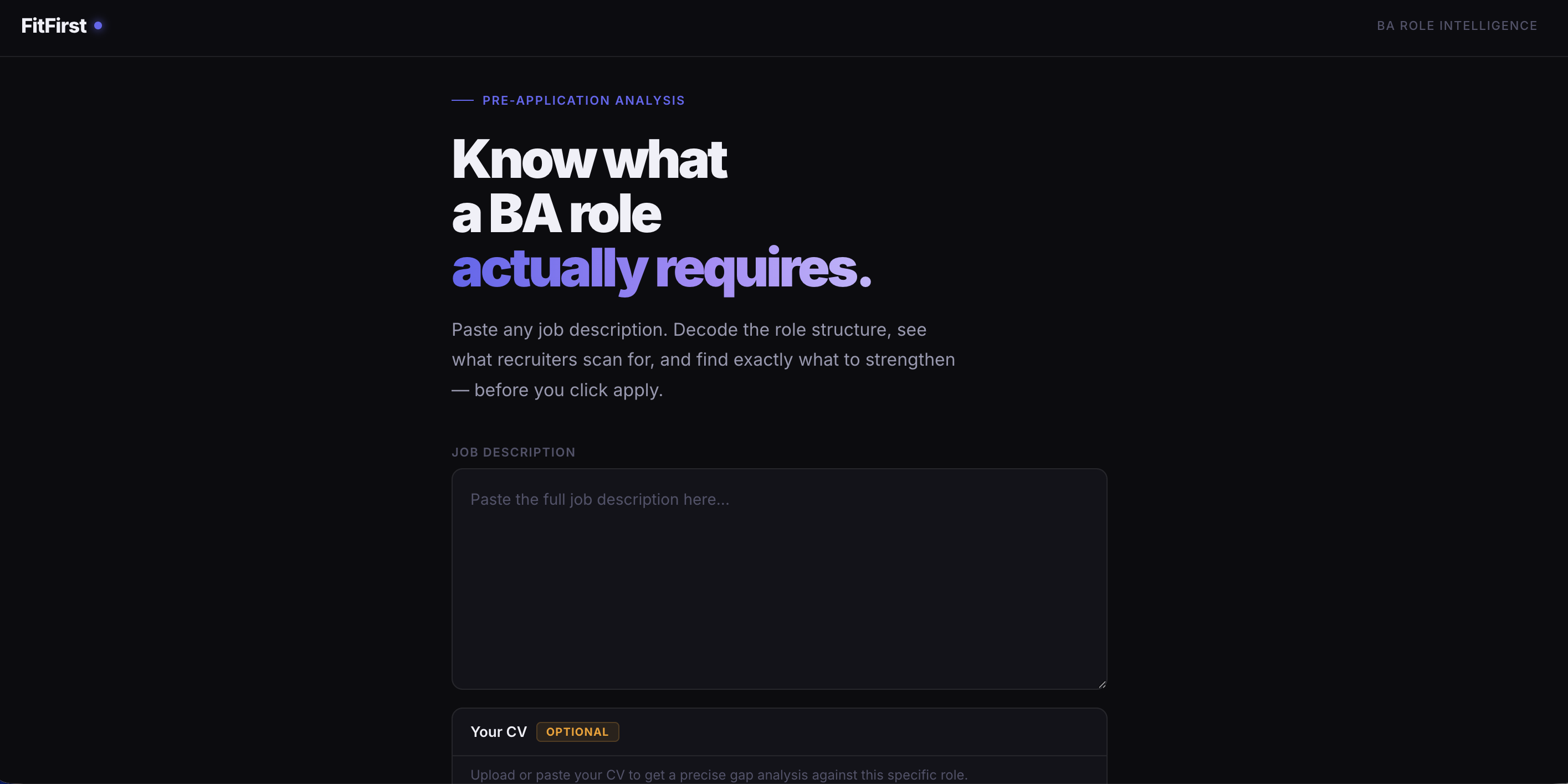 FitFirst - Main product screenshot demonstrating key features and user interface
