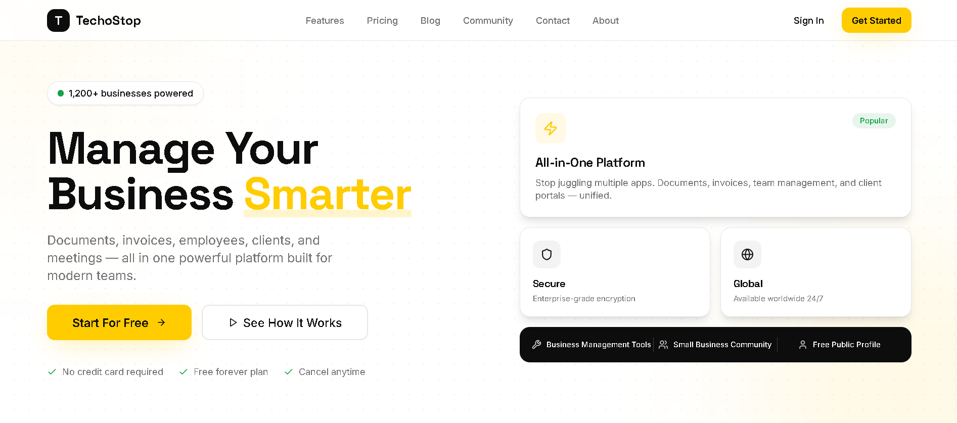 TechoStop - Main product screenshot demonstrating key features and user interface
