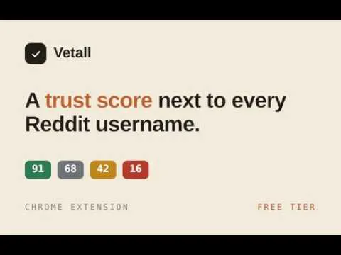 Vetall: Reddit Trust & Scam Checker gallery image