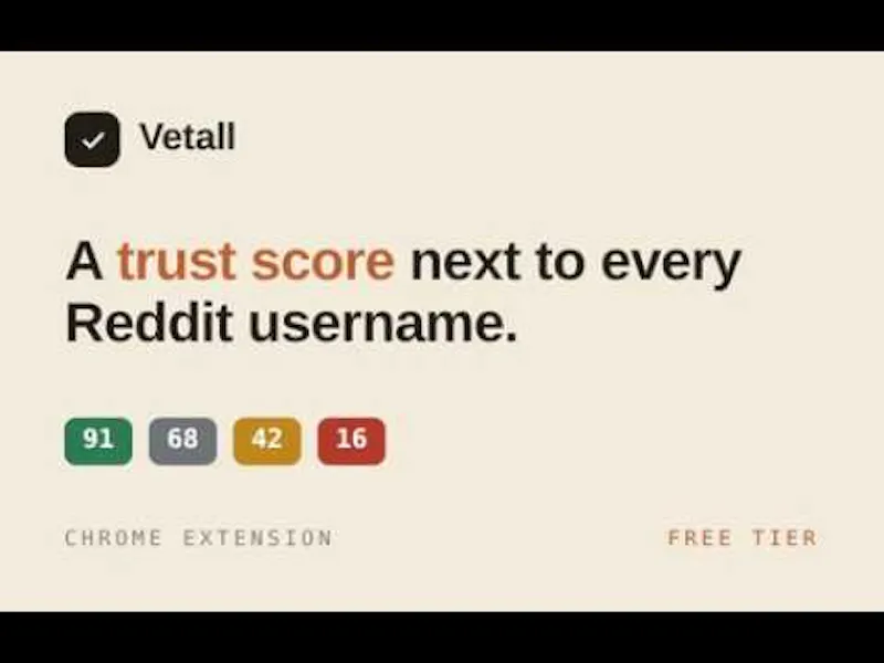 Vetall: Reddit Trust & Scam Checker screenshot 1 (video preview)
