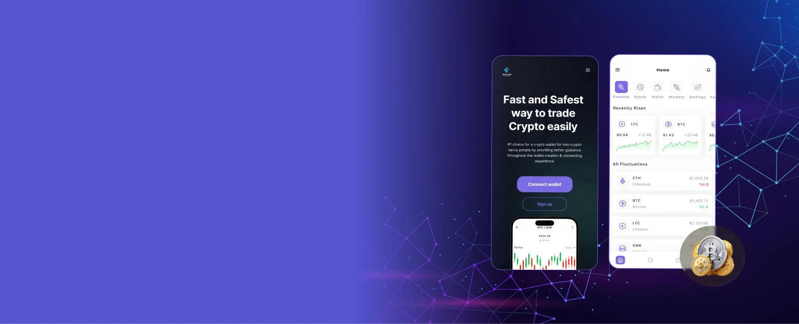 Crypto wallet development solution - Main screenshot showing features and interface