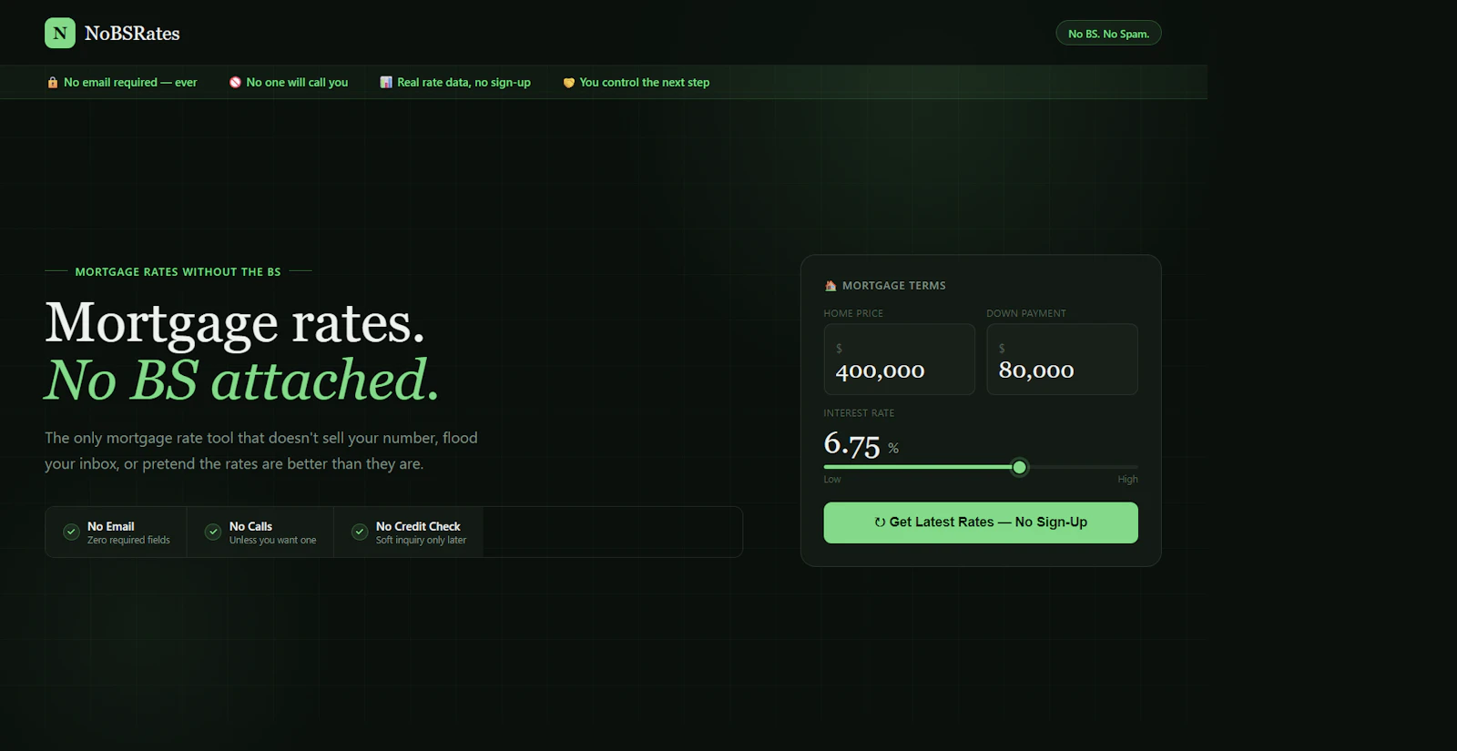NoBSRates screenshot 2