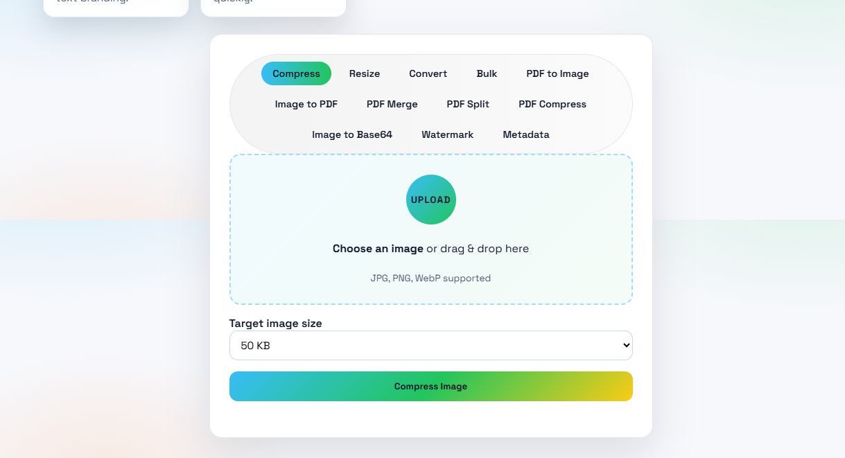 Free Online Image Compressor - Screenshot 2 showing product features and functionality
