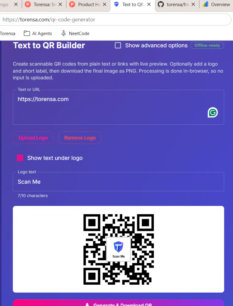 Banner del producto Torensa QR Code Generator