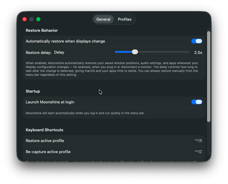 Moonshine - Mac remembers how you work - Screenshot 2 showing product features and functionality