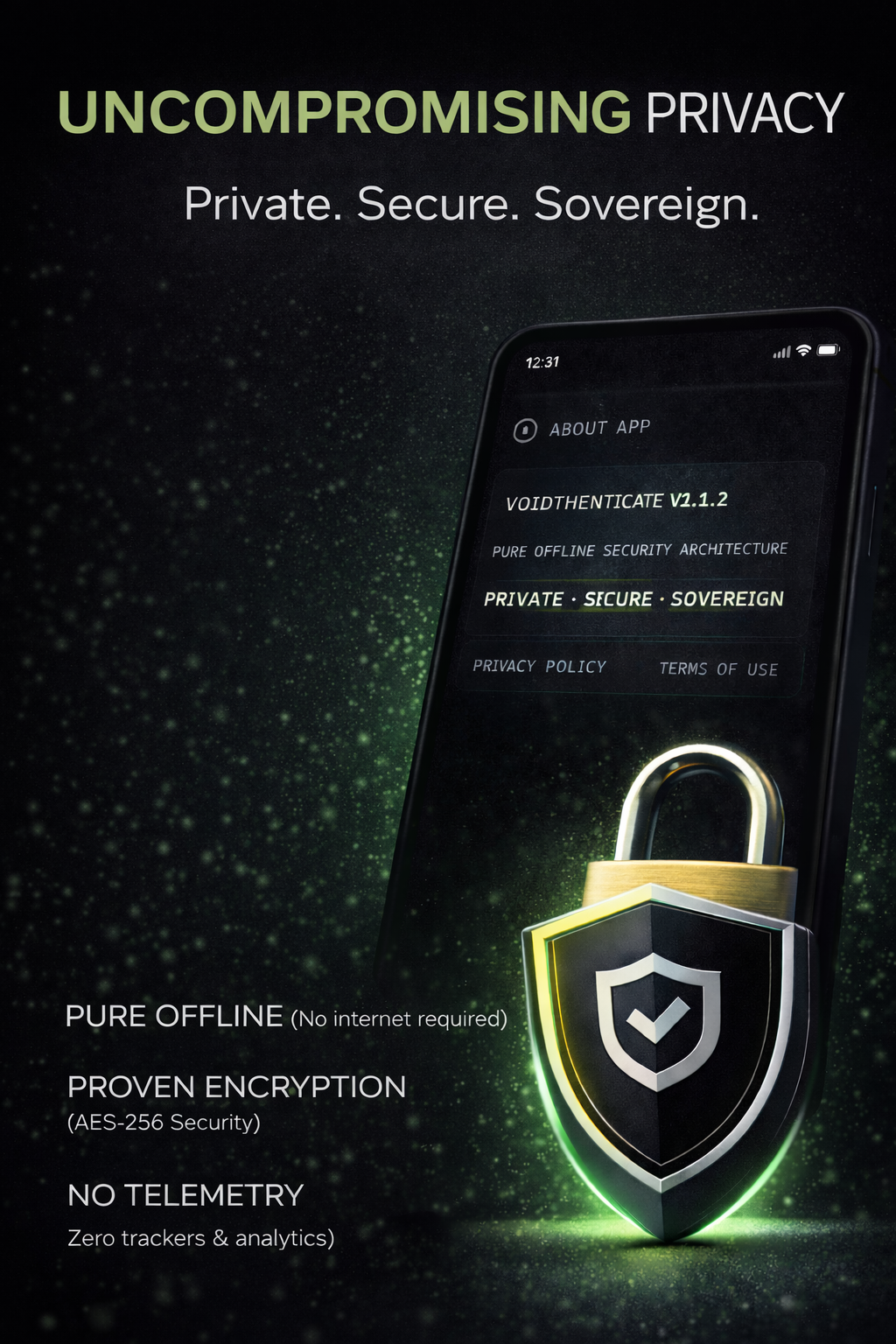 VOIDTHENTICATE – Offline 2FA Vault - Main product screenshot demonstrating key features and user interface