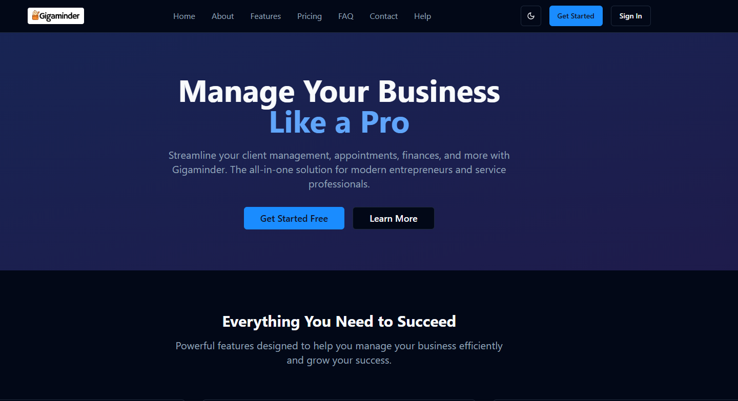 Gigaminder - Main product screenshot demonstrating key features and user interface