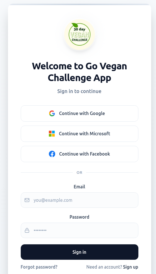 Go Vegan Challenge Website - Screenshot 4 showing product features and functionality