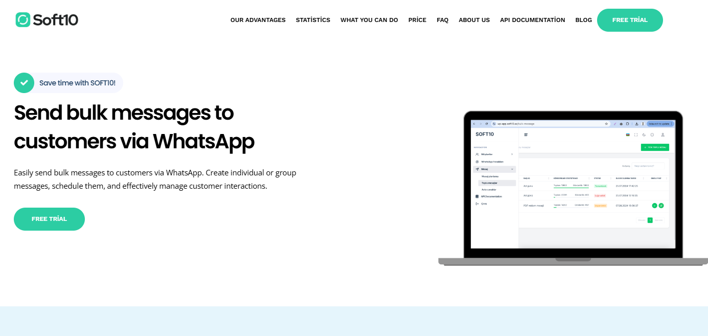 API Soft10 WhatsApp et expéditeur en vrac media 4