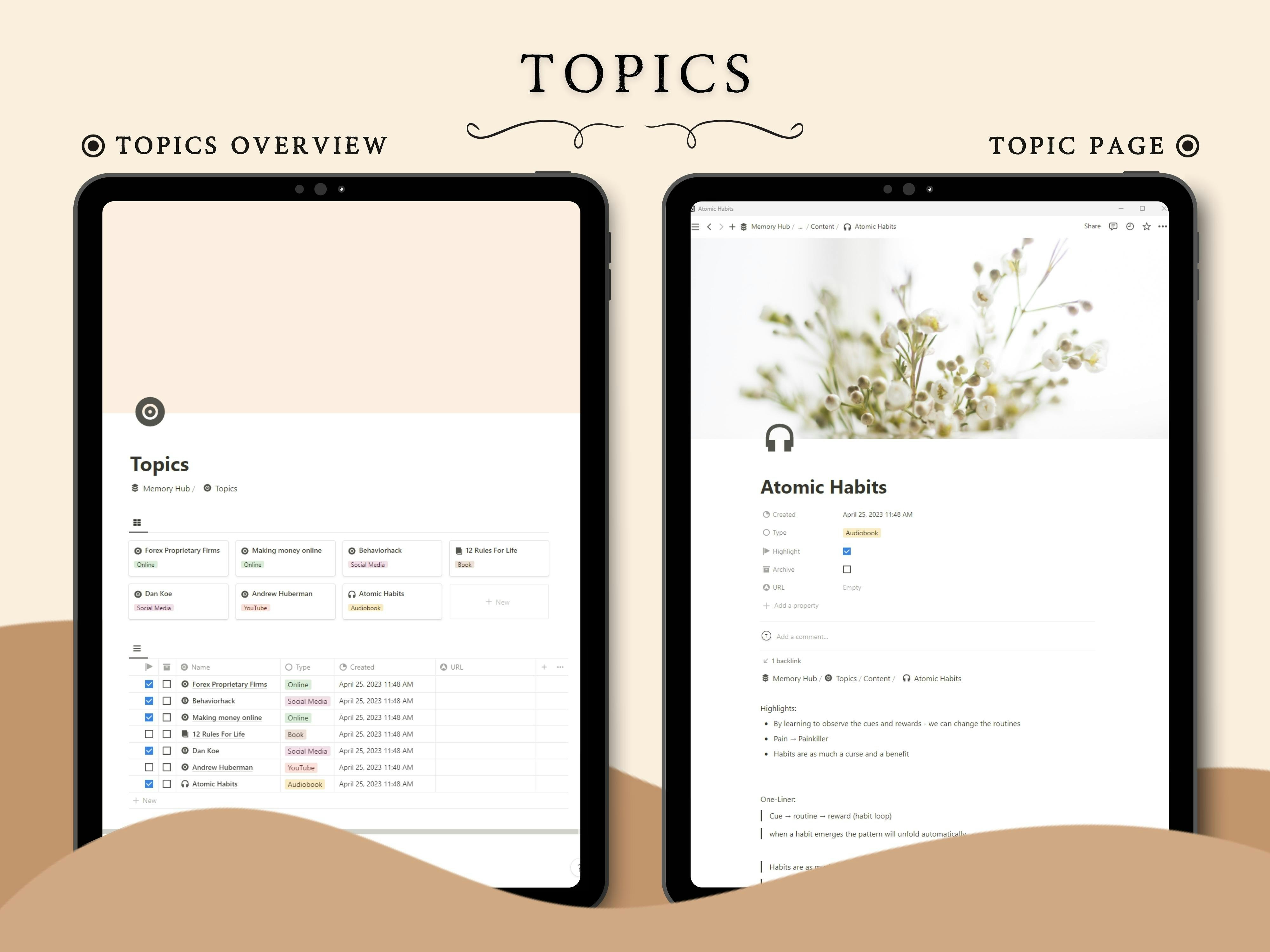 Memory Hub |Notion onderwerpbesparende hub - Blijf georganiseerd en onthoud de inhoud die u consumeert. media 5