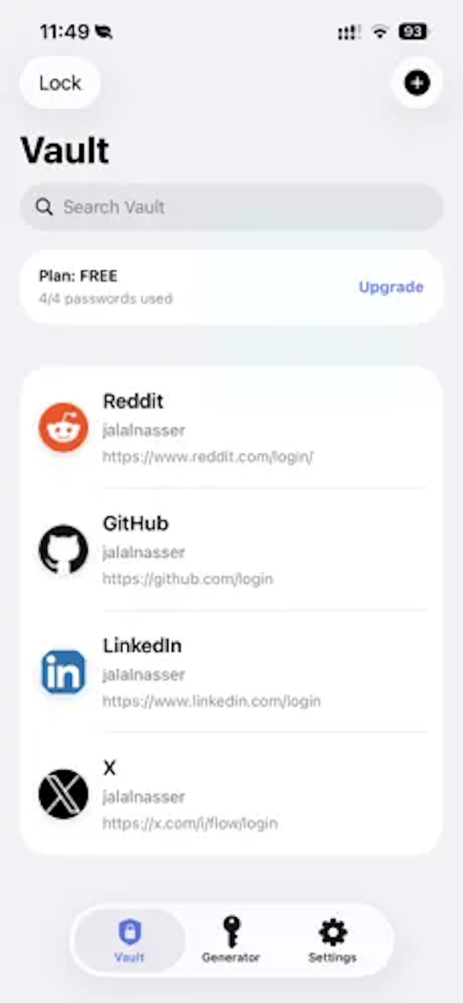 PassGen Secret Vault IOS screenshot 1