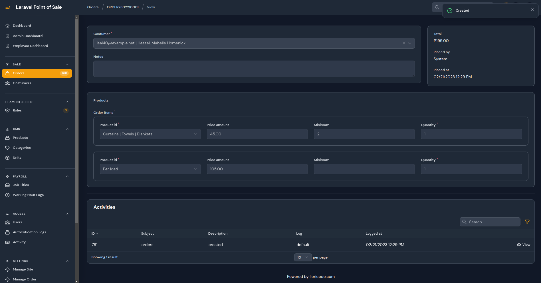 Punto di vendita del filamento di Laravel - Laravel media 4