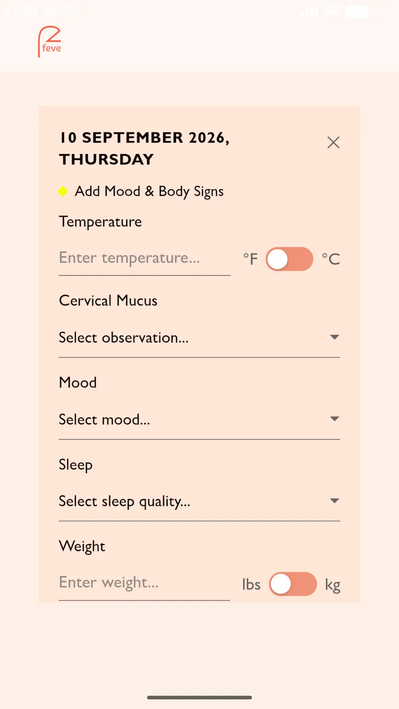 Feve: Ovulation Tracker & Diet screenshot 5