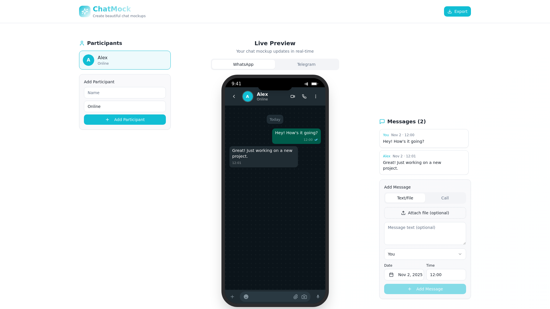 ChatMock - Main screenshot showing features and interface