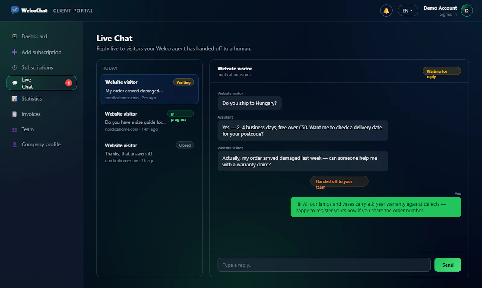 WelcoChat screenshot 2