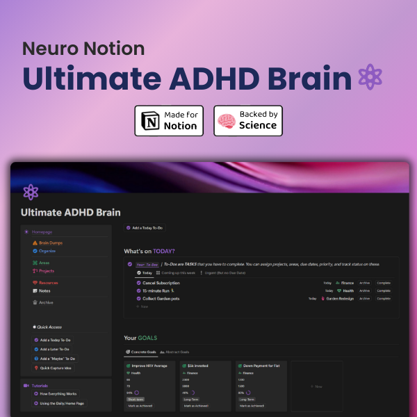 Ultimate ADHD Brain Notion Template 