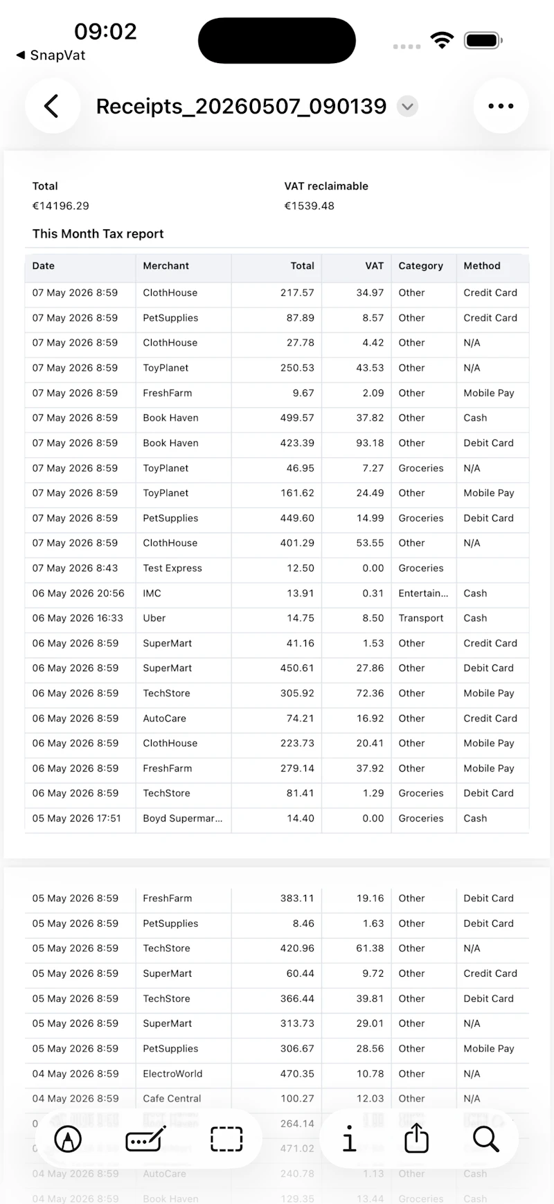 Snap VAT screenshot 2