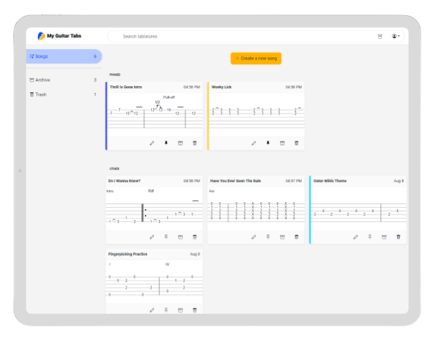 startuptile My Guitar Tabs-The digital notebook for all your guitar tabs.